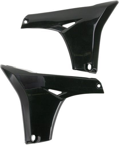 Black Acerbis radiator shrouds for lower body, designed for motorcycle cooling system, by Bill's Exhausts.