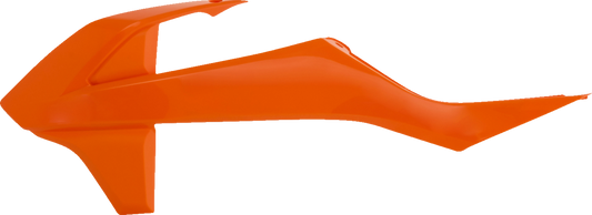 Orange ACERBIS radiator shrouds for motorcycle body, designed to protect and enhance the appearance of the cooling system.
