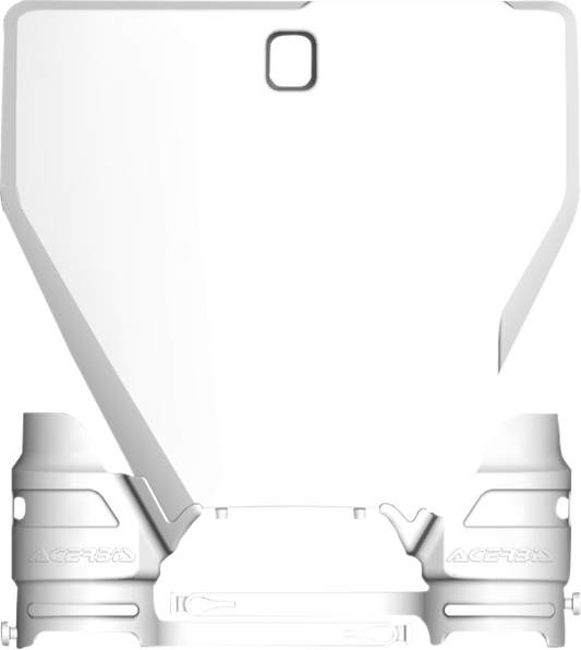 Acerbis Raptor number plate in white for motorcycle body, designed for durability and style.