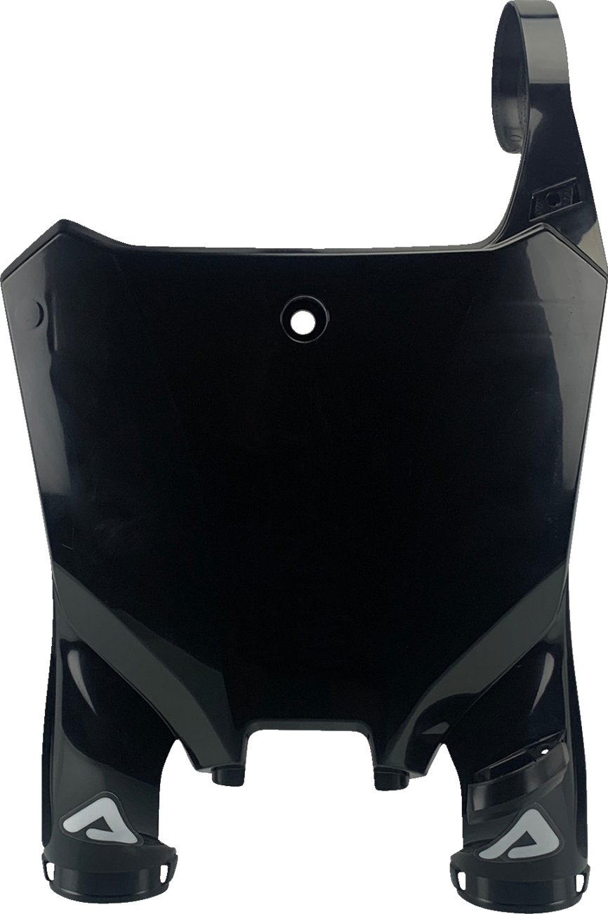 Black Acerbis Raptor number plate for motorcycle body, featuring the Bill's Exhausts branding and a sleek, durable design.