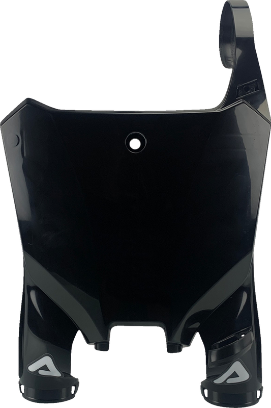 Black Acerbis Raptor number plate for motorcycle body, featuring the Bill's Exhausts branding and a sleek, durable design.