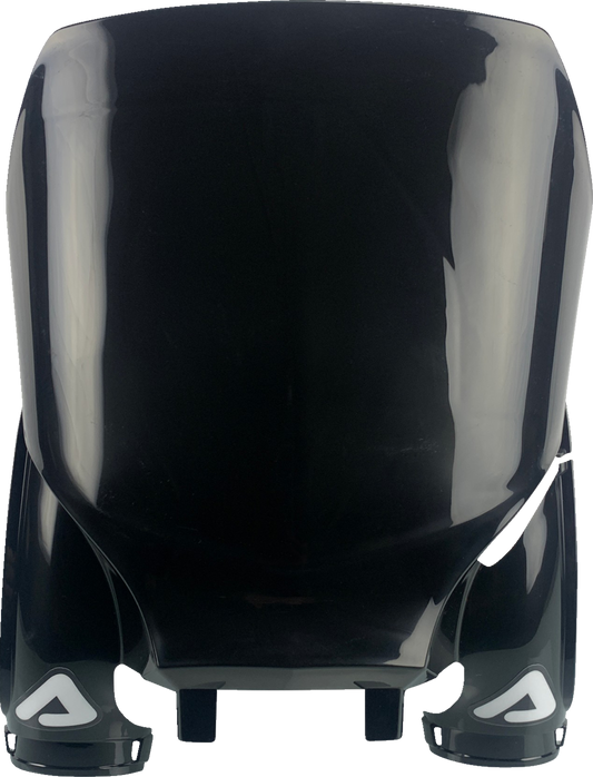 Black Acerbis Raptor number plate for motorcycle body, designed for durability and style.