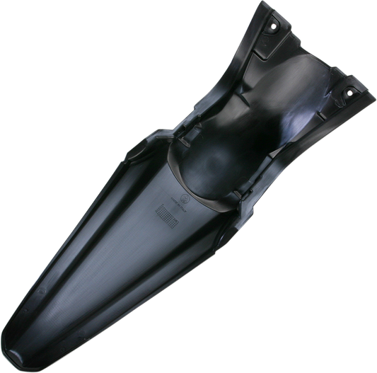 Black Acerbis rear fender for motorcycle, designed for durability and precise fit, shown on a body motorcycle part.