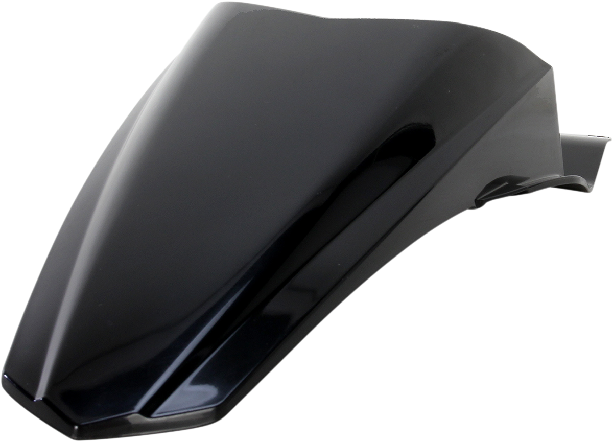 Black Acerbis rear fender for motorcycle, designed for durability and style, with a sleek body finish and mounting points.