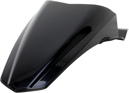 Black Acerbis rear fender for motorcycle, designed for durability and style, with a sleek body finish and mounting points.