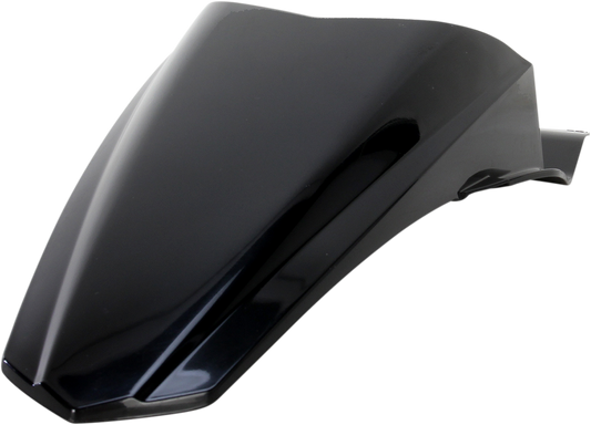 Black Acerbis rear fender for motorcycle, designed for durability and style, with a sleek body finish and mounting points.