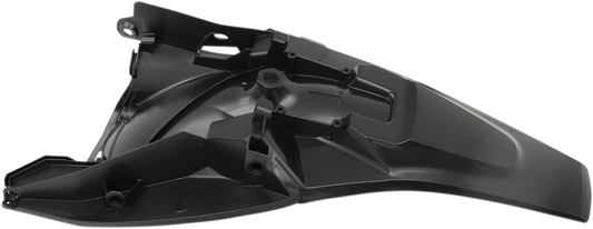 Acerbis black rear fender motorcycle body part with mounting points, designed for durability and style.