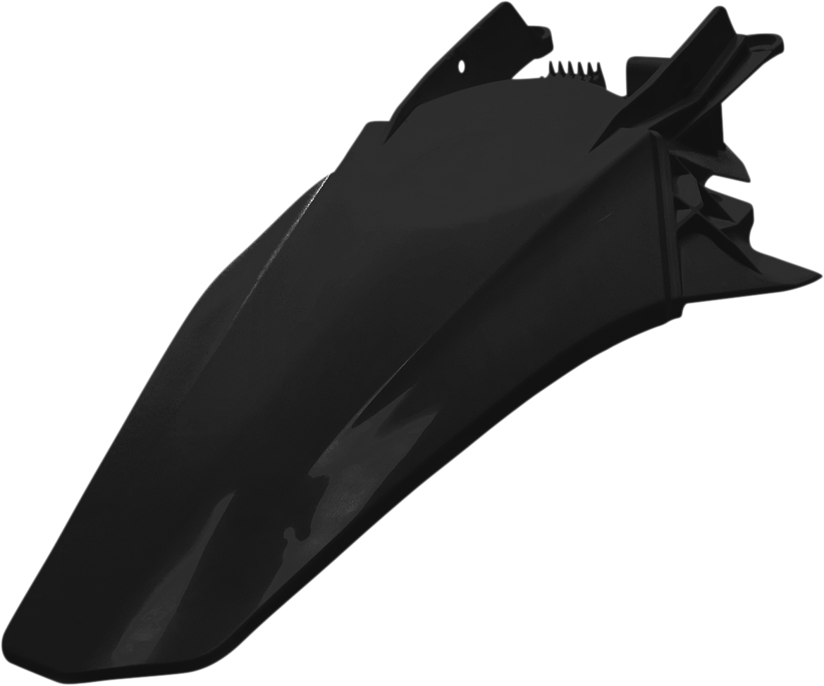 Acerbis black rear fender for motorcycle, shown as a durable, curved body part with mounting points, designed for off-road or dirt bikes.