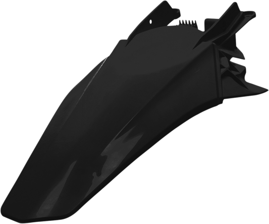 Acerbis black rear fender for motorcycle, shown as a durable, curved body part with mounting points, designed for off-road or dirt bikes.