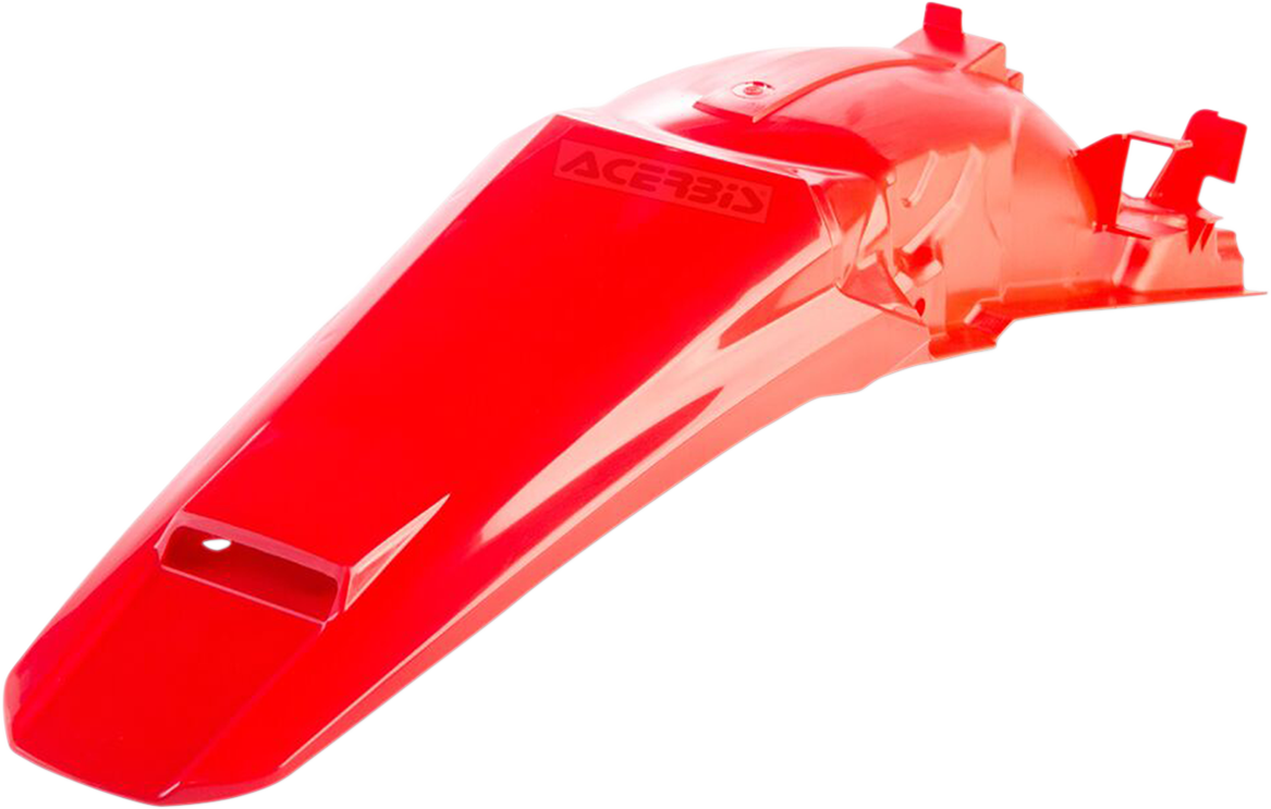 Acerbis rear fender in red for motorcycle, designed for durability and style, featuring the Bill's Exhausts branding.