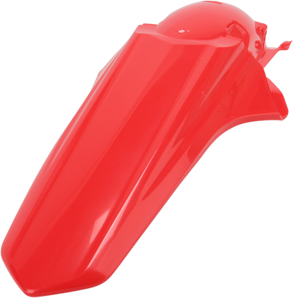 Acerbis red rear fender motorcycle body part with mounting points, designed for off-road or dirt bikes.