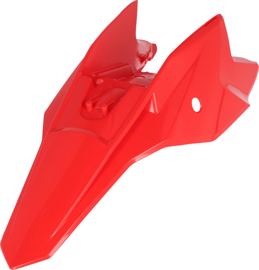 Red Acerbis rear fender side cowling for motorcycle, showcasing the durable body panel with brand-specific design.