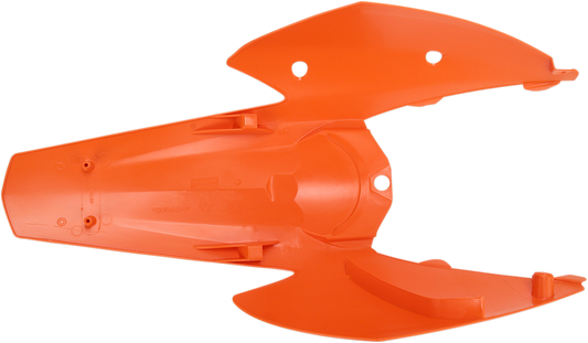 Acerbis rear fender and side panel for motorcycle body, black plastic with mounting points, designed for off-road or dirt bikes.