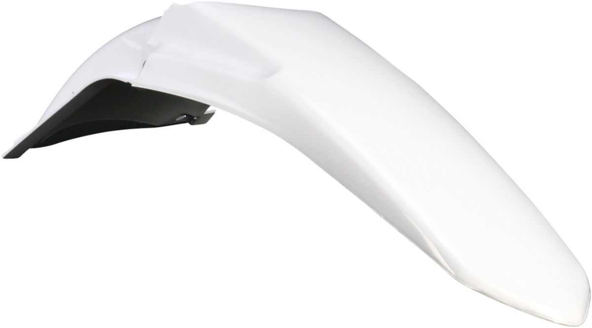 Acerbis white rear fender motorcycle body part, designed for off-road bikes, shown on a clean background.