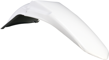 Acerbis white rear fender motorcycle body part, designed for off-road bikes, shown on a clean background.