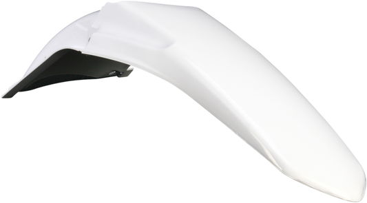 Acerbis white rear fender motorcycle body part, designed for off-road bikes, shown on a clean background.