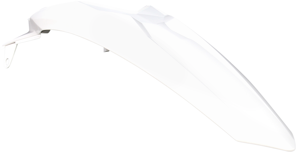 White Acerbis rear fender for motorcycle, body part with mounting details, designed for durability and style.