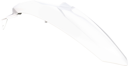 White Acerbis rear fender for motorcycle, body part with mounting details, designed for durability and style.