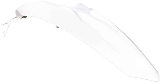 White Acerbis rear fender for motorcycle, body part with mounting details, designed for durability and style.