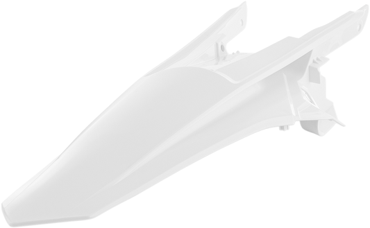 White Acerbis rear fender for motorcycle, made of durable body material, designed to fit models with part number 2634040002.