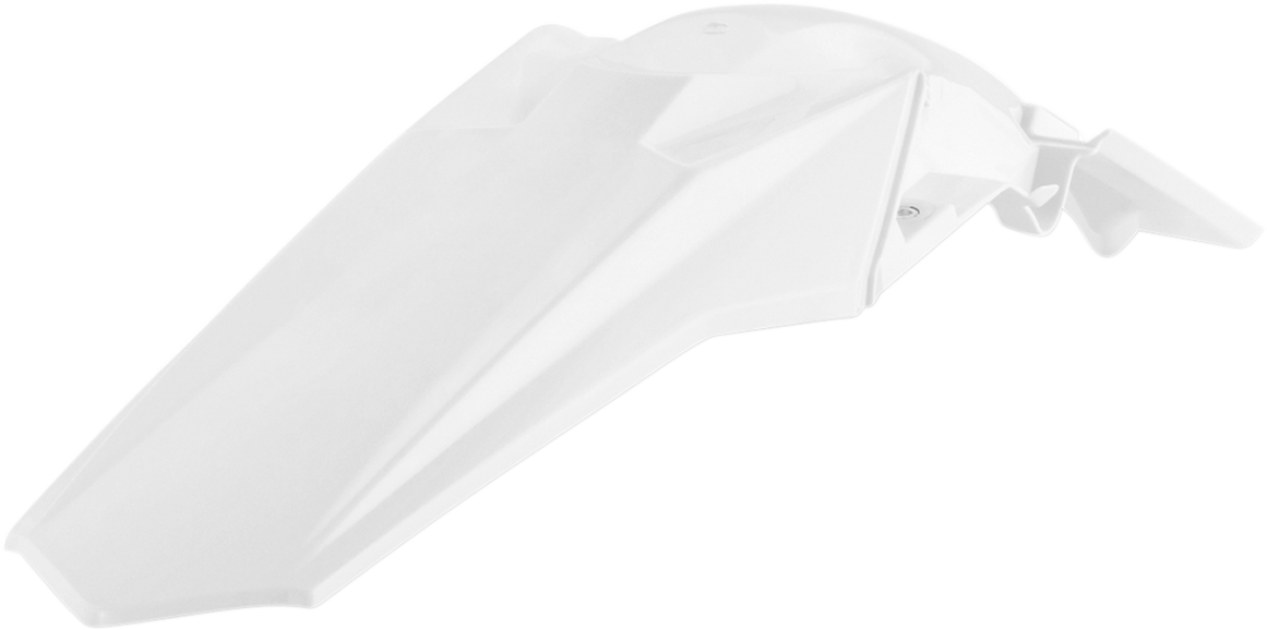 White Acerbis rear fender motorcycle body part with mounting points, designed for durability and style.