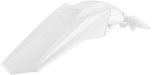 White Acerbis rear fender motorcycle body part with mounting points, designed for durability and style.