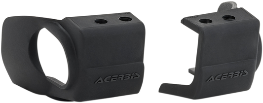 Acerbis replacement fork shoe covers in black for motorcycle forks, designed to protect and enhance suspension components.