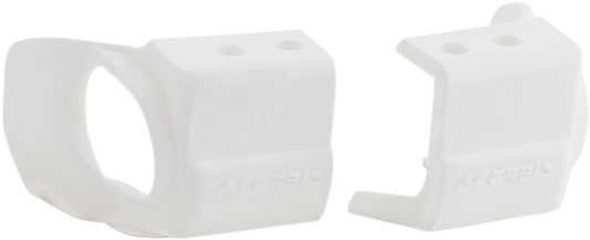 Acerbis replacement fork shoe covers in white for motorcycle forks, designed to protect and enhance fork performance.
