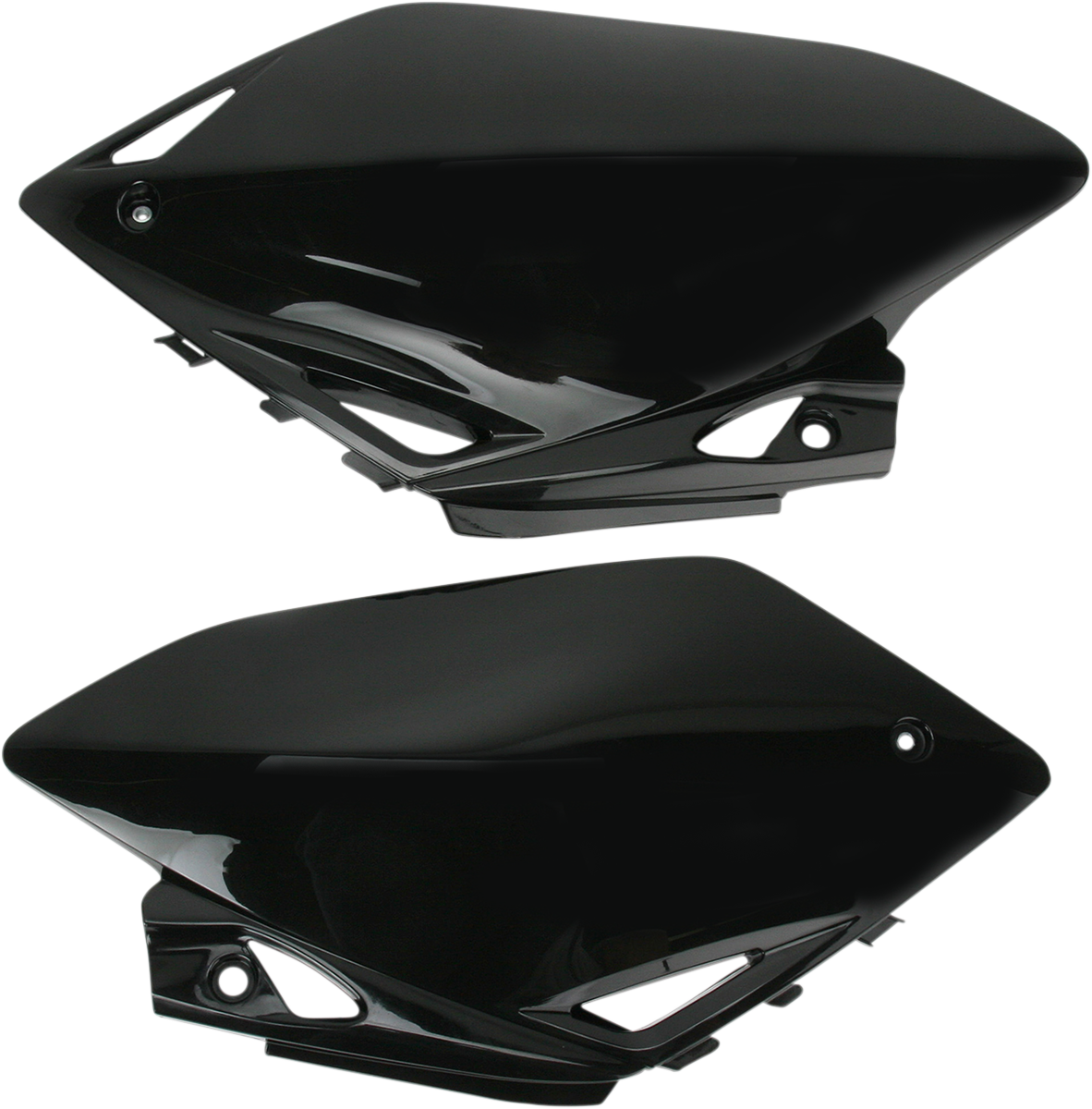 Acerbis black side panels for motorcycle body, featuring sleek design and branding details, compatible with specific models.