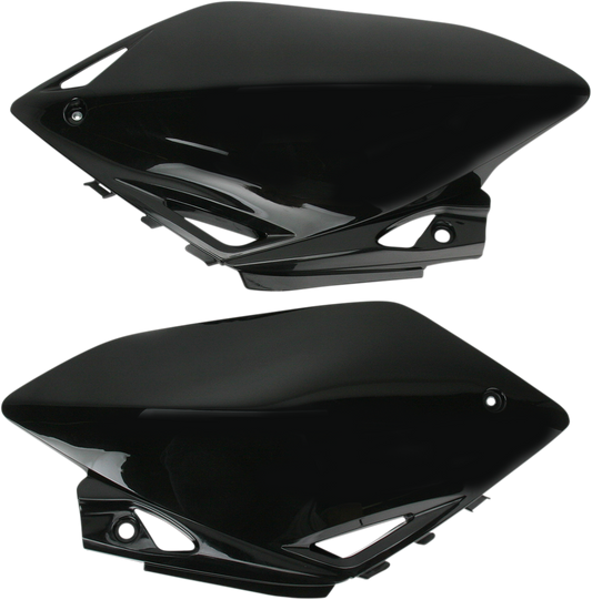 Acerbis black side panels for motorcycle body, featuring sleek design and branding details, compatible with specific models.