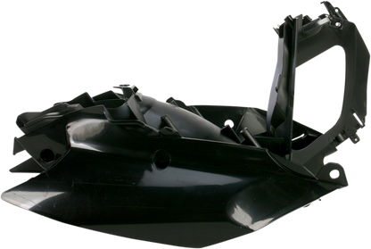 Acerbis black side panels for motorcycle body, designed for durability and style, shown on a vehicle with a sleek black finish.