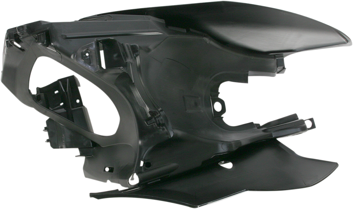 Black Acerbis side panels for motorcycle body, featuring sleek design and brand branding, installed on the vehicle.
