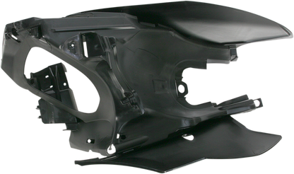 Black Acerbis side panels for motorcycle body, featuring sleek design and brand branding, installed on the vehicle.
