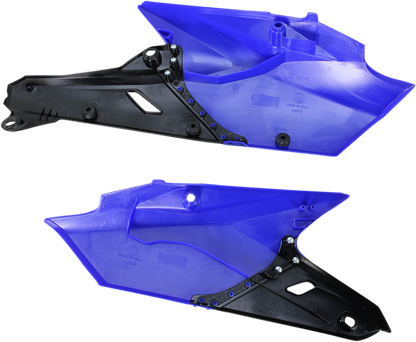 Blue and black Acerbis body side panels for motorcycle, featuring the Bill's Exhausts branding and sleek design.