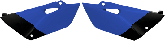 Acerbis blue and black motorcycle side panels for body, designed for durability and style, displayed on a white background.