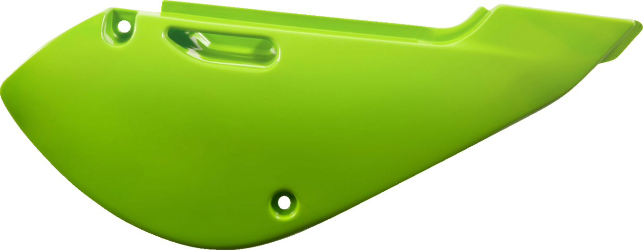 Green ACERBIS side panels for KLX 110 and KX 65 dirt bikes, designed for body replacement and customization.