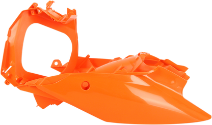 Orange Acerbis side panels for motorcycle body, designed for durability and style, displayed on a white background.