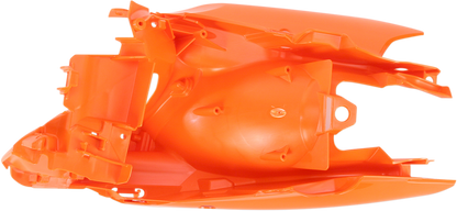 Orange Acerbis side panels for motorcycle body, designed for Bill's Exhausts, showcasing vibrant color and durable material.