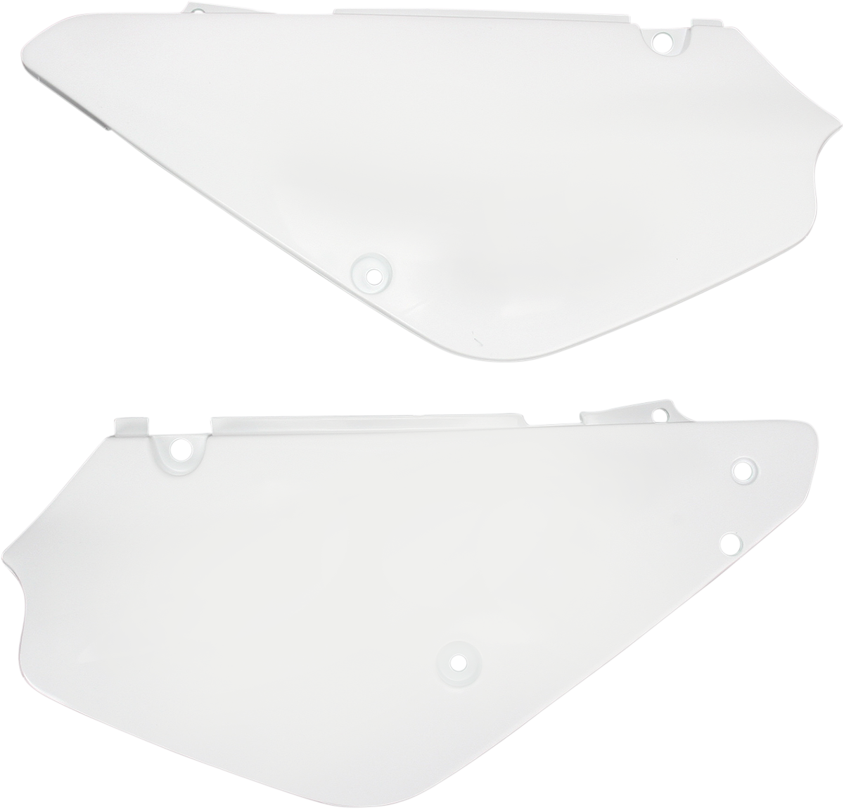 Acerbis white side panels for motorcycle body, displayed on a clean background, designed for compatibility with specific bike models.