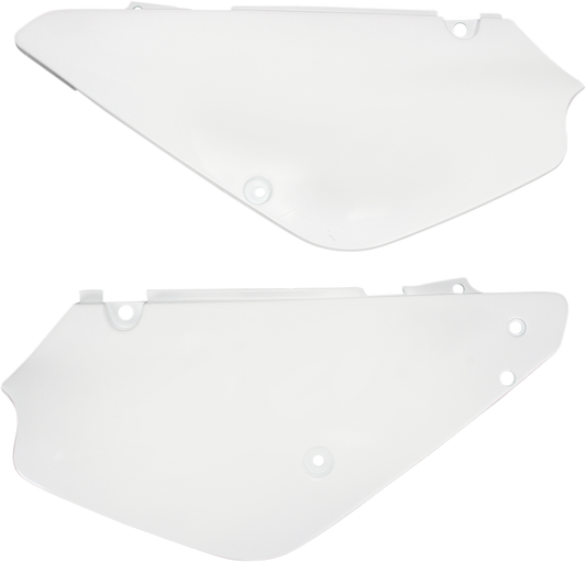 Acerbis white side panels for motorcycle body, displayed on a clean background, designed for compatibility with specific bike models.