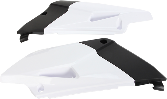 Acerbis white side panels for motorcycle body, model 2403050002, shown on a vehicle with a clean, smooth finish.