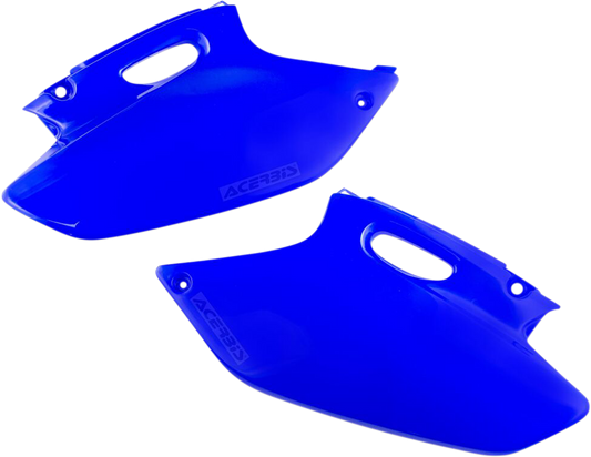 Acerbis YZ blue side panels for motorcycle body, designed for Yamaha YZ models, with Bill's Exhausts branding in the image.