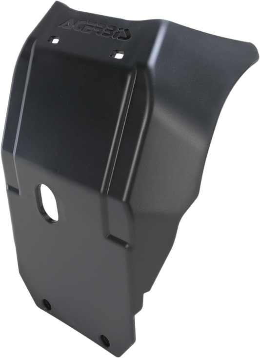 Acerbis black skid plate for DR 650S/SE motorcycle, shown installed on the bike's body protecting the engine area.
