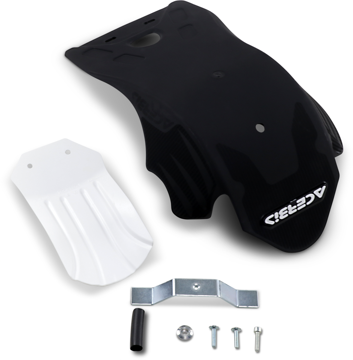 A black ACERBIS skid plate for KX 250 and 450 dirt bikes, designed to protect the bike’s underside during riding.