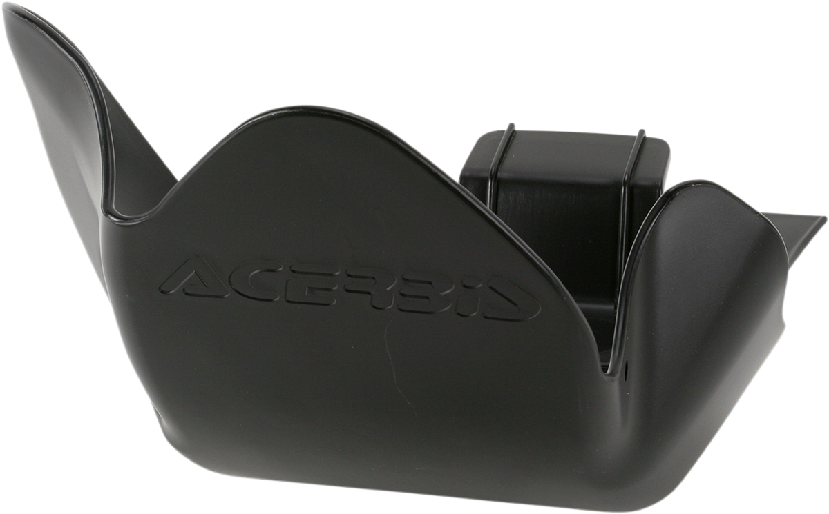 Black ACERBIS KX 250F skid plate mounted on motorcycle body, designed to protect the bike's underside during off-road riding.