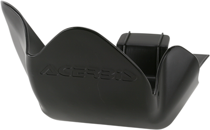 Black ACERBIS KX 250F skid plate mounted on motorcycle body, designed to protect the bike's underside during off-road riding.
