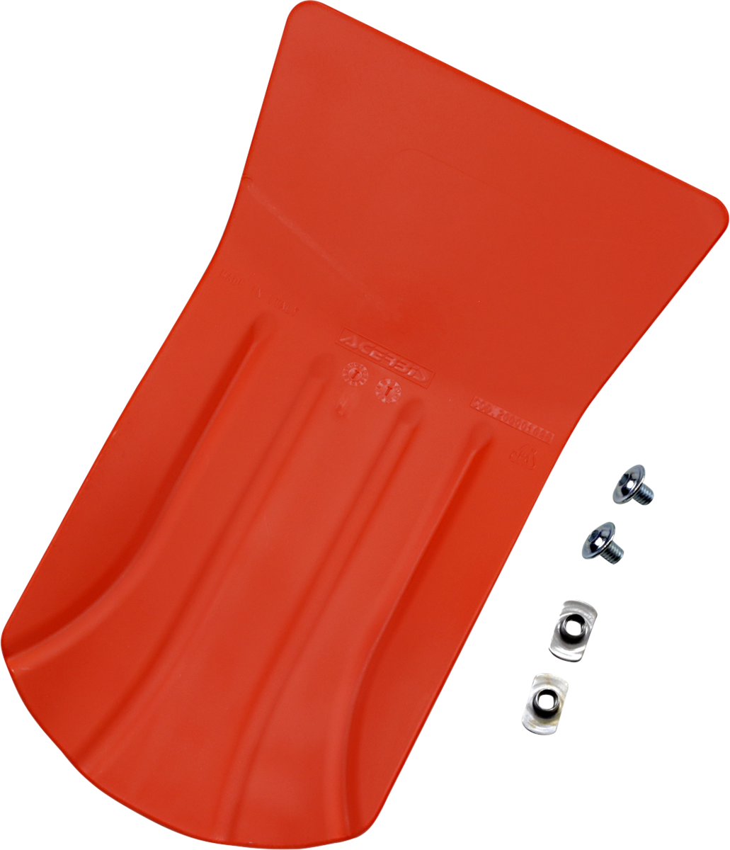 Orange Acerbis skid plate for motorcycle, universal fit, designed to protect the body and engine from impacts and debris.