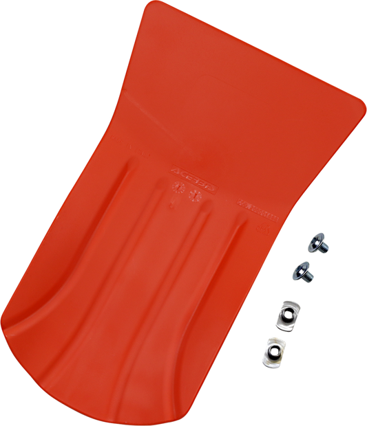 Orange Acerbis skid plate for motorcycle, universal fit, designed to protect the body and engine from impacts and debris.