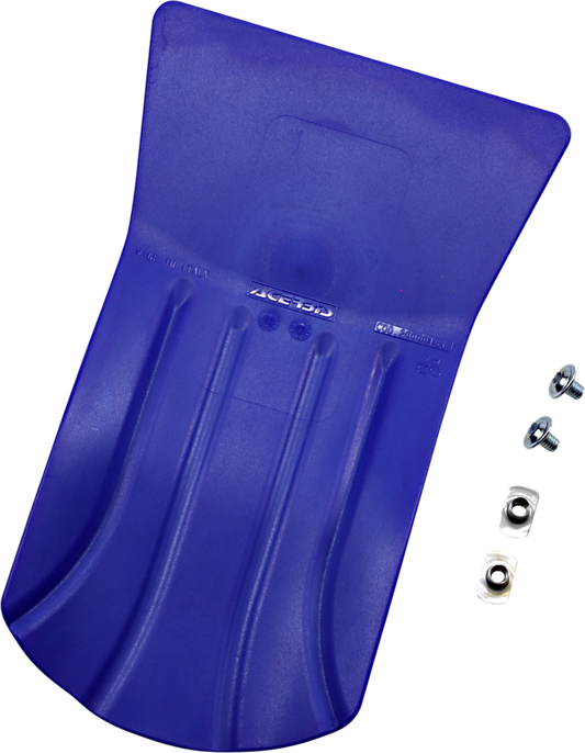 Acerbis YZ Blue skid plate mounted on a motorcycle, providing body protection with a durable blue finish.