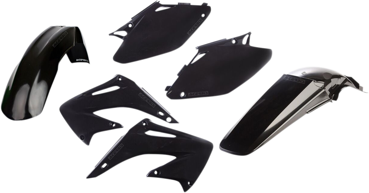Acerbis black standard replacement body kit on a motorcycle, featuring sleek black body panels for a custom look.